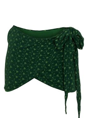 ALPINE BUTTERFLY SWIM SET - TIE TOP AND SIDE TIE SKORT. GREEN EYELET PATTERN.
